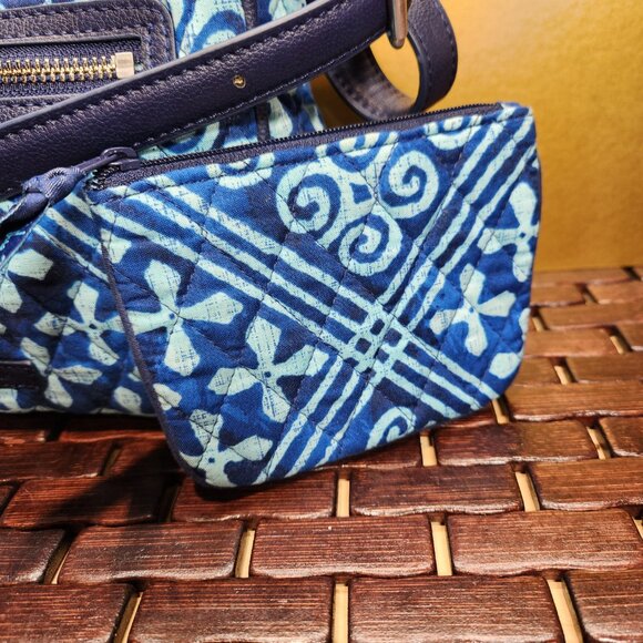 Vera Bradley Crossbody Shoulder Bag Cuban Tile Print Blue with Wallet NWOT - Picture 4 of 11